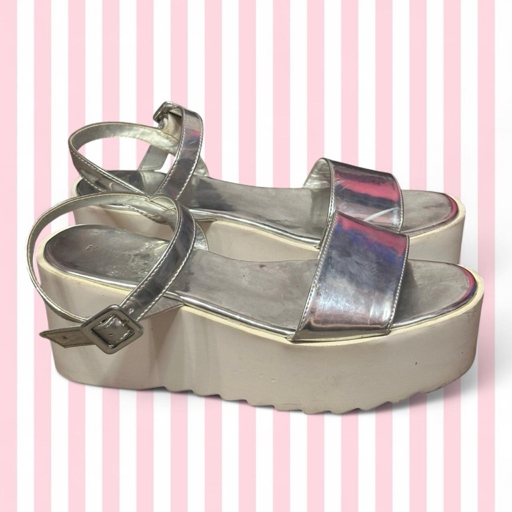 Forever 21 Silver Metallic Platform Sandals